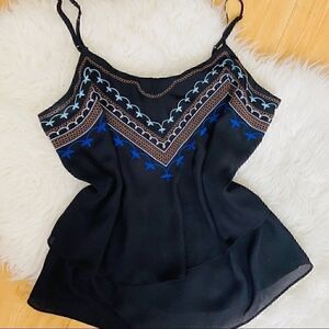 Black boho tank top L